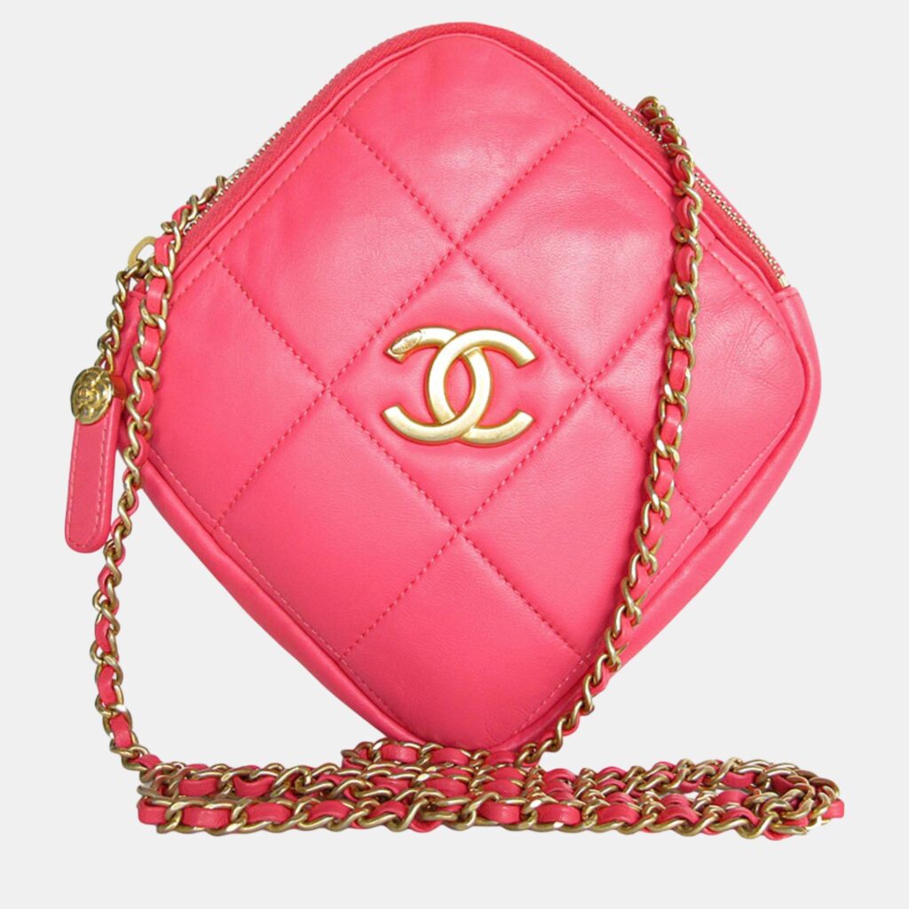 luxury-women-chanel-used-handbags-p1091440-001 Chanel Pink Quilted Leather Diamond CC Shoulder Bag