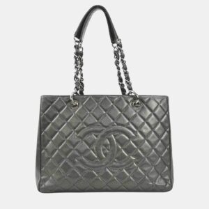 Chanel Metallic Gray Caviar Leather GST Shoulder Bag