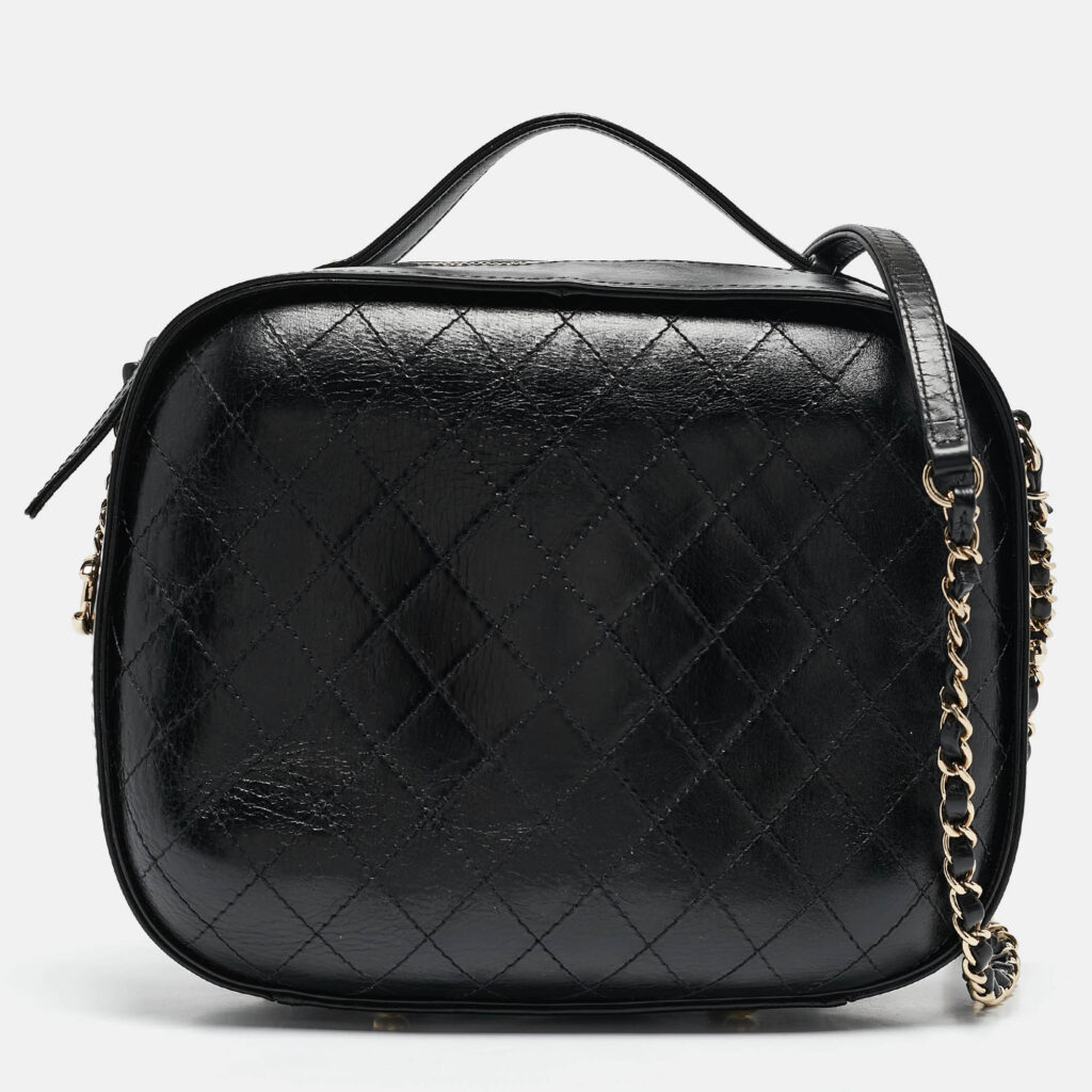 luxury-women-chanel-used-handbags-p1093502-014 Chanel Black Quilted Leather CC Vanity Case Top Handle Bag