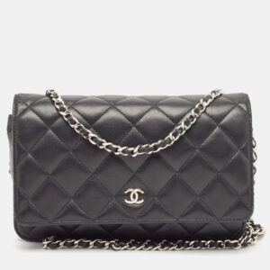 Chanel Black Quilted Leather CC Wallet On Chain