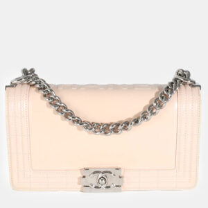 Chanel Beige Glazed Calfskin Old Medium Boy Bag