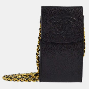 Chanel Black  Calfskin Chain CC Shoulder Bag