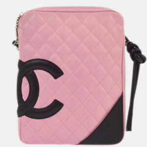 Chanel Pink /Black Calfskin Cambon Ligne Shoulder Bag
