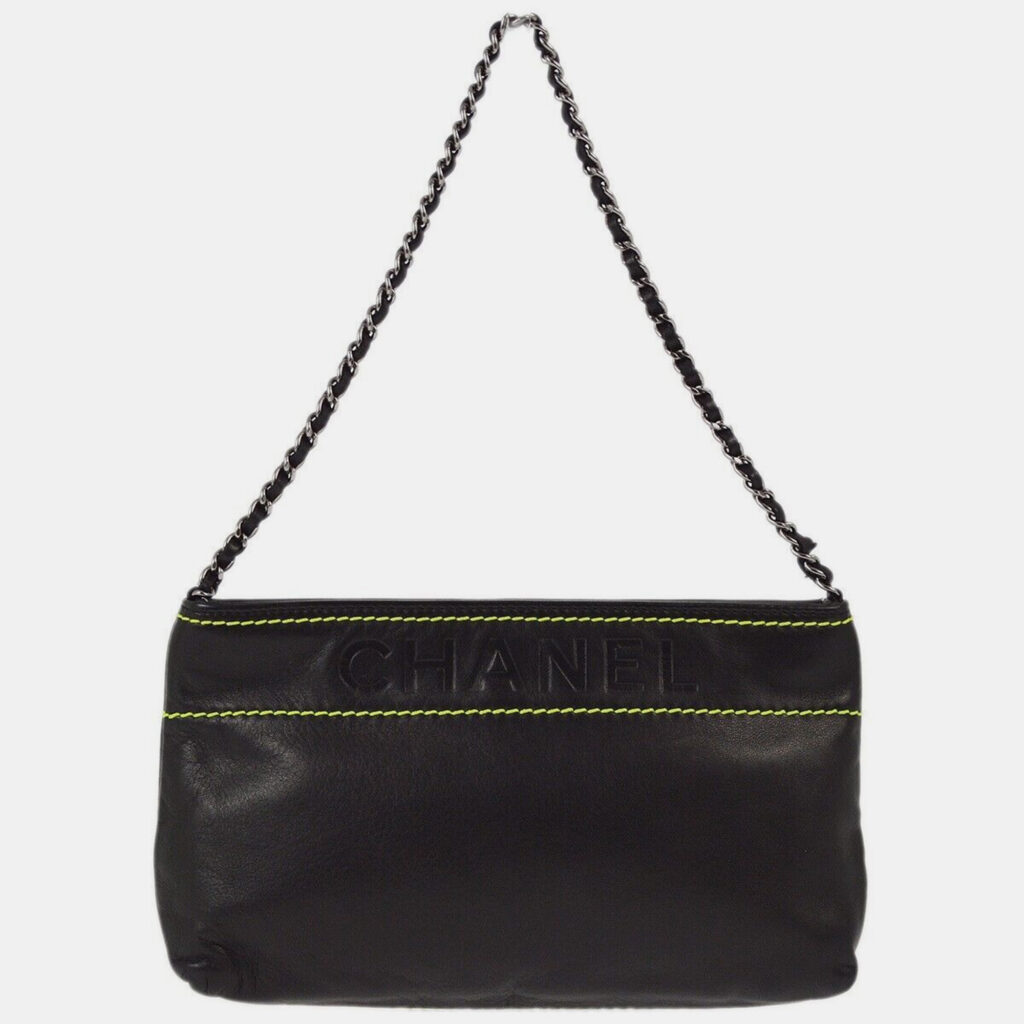 luxury-women-chanel-used-handbags-p1095730-010 Chanel Black Lambskin Chain Shoulder Bag