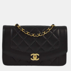 Chanel Black Lambskin Small Diana Shoulder  Bag