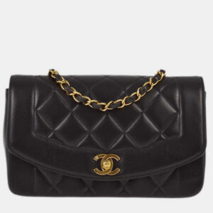 Chanel Black Lambskin Small Diana Shoulder  Bag