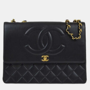 Chanel Black Lambskin Leather Maxi Classic Flap Jumbo Chain Shoulder Bag