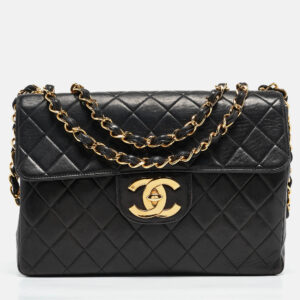 Chanel Black Quilted Leather Jumbo CC Flap Bag