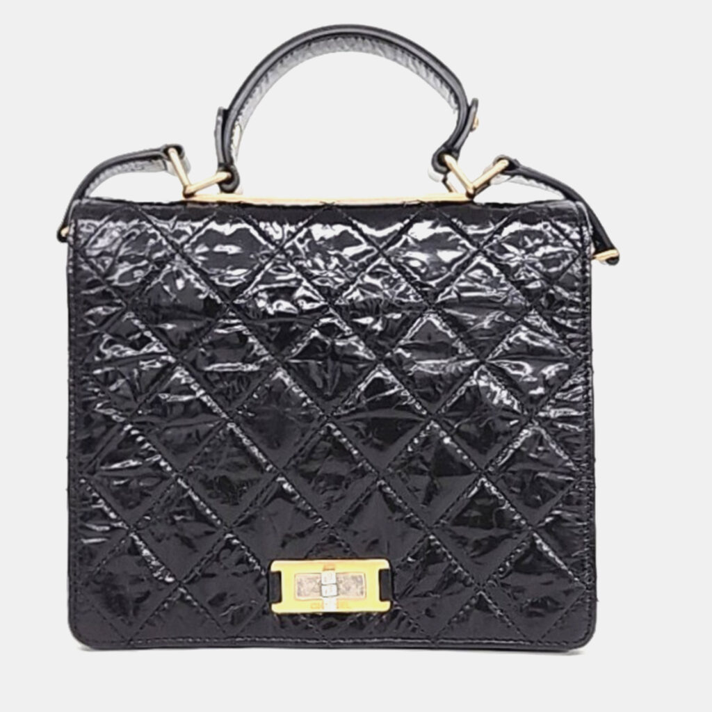 luxury-women-chanel-used-handbags-p1096623-004 Chanel Black Crinkled Quilted Leather Rita Top Handle Bag