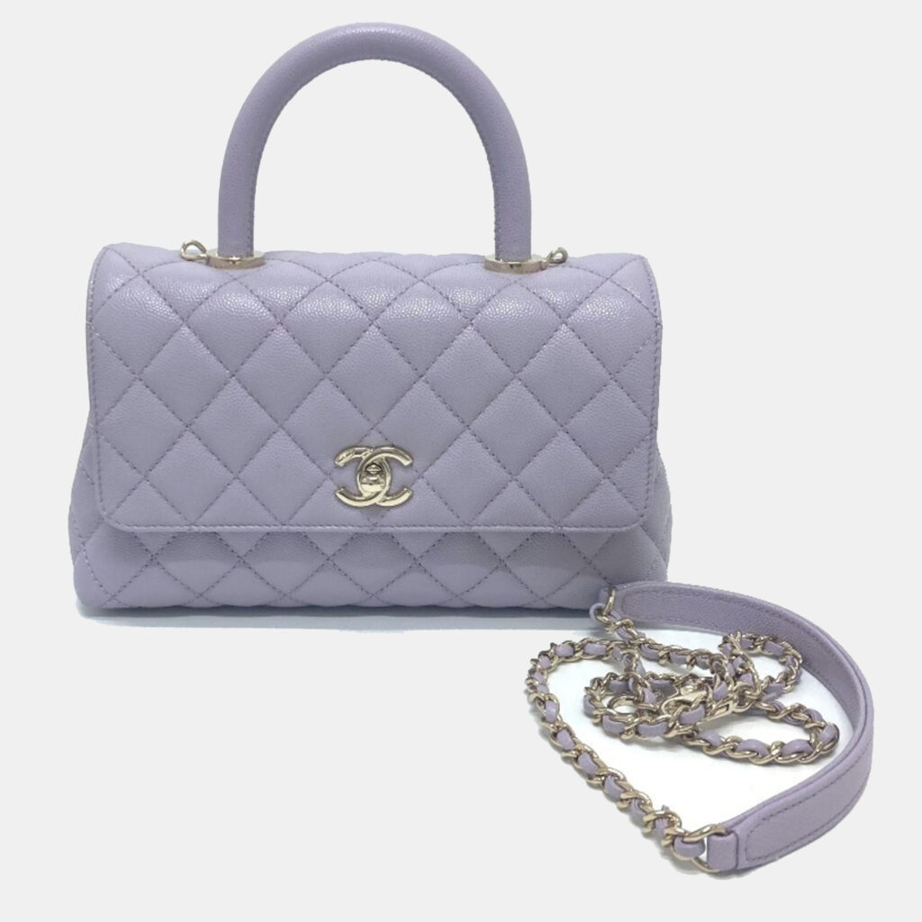 luxury-women-chanel-used-handbags-p1099758-003 Chanel Purple Caviar Leather Coco Handle Shoulder Bag