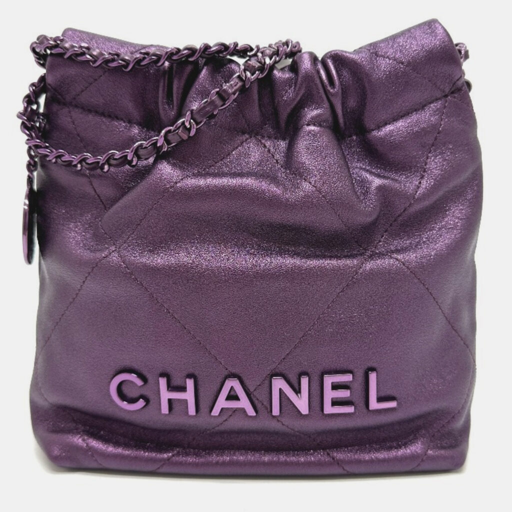luxury-women-chanel-used-handbags-p1099762-001 Chanel Purple Chanel 22 Leather Shoulder Bag