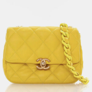Chanel Yellow Lambskin Candy Chain Flap Bag