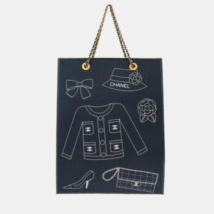 Chanel Navy Canvas and Leather Icon Chain Tote Bag