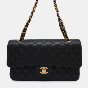 Chanel Black Caviar Leather Medium Flap Shoulder Bag