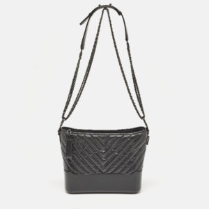 Chanel Black Quilted Aged Leather Medium Gabrielle Hobo