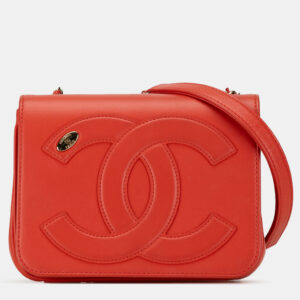 Chanel Red Lambskin CC Mania Flap Bag