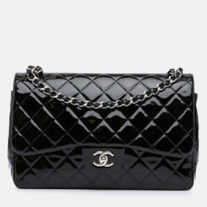 Chanel Black Patent Jumbo Classic Double Flap Bag