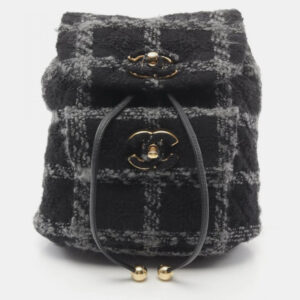 Chanel Black Grey Fabric Coco Mark Backpack