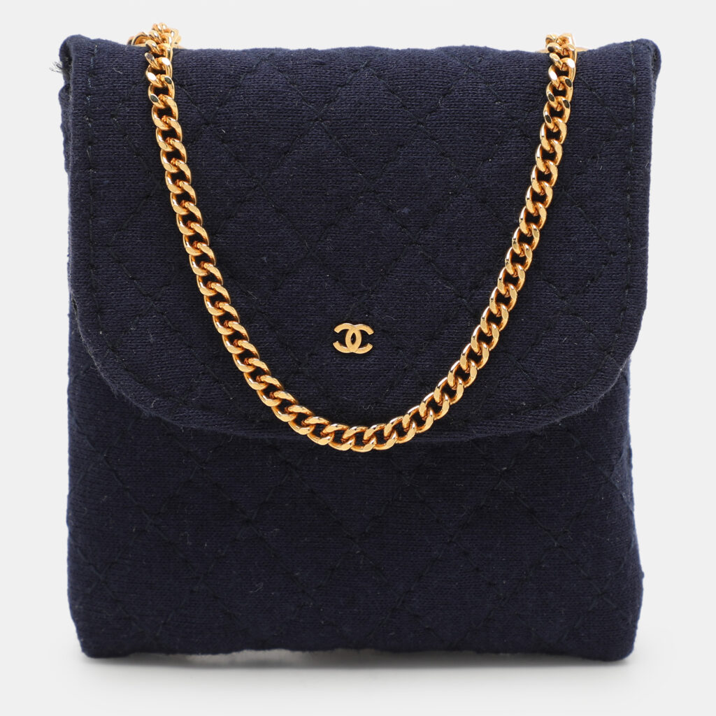 luxury-women-chanel-used-handbags-p1109250-001 Chanel Blue Quilted Jersey Chain Pouch