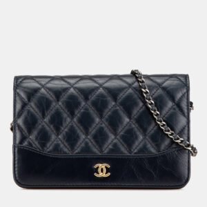 Chanel Black Quilted Aged Calfskin Gabrielle Wallet On Chain