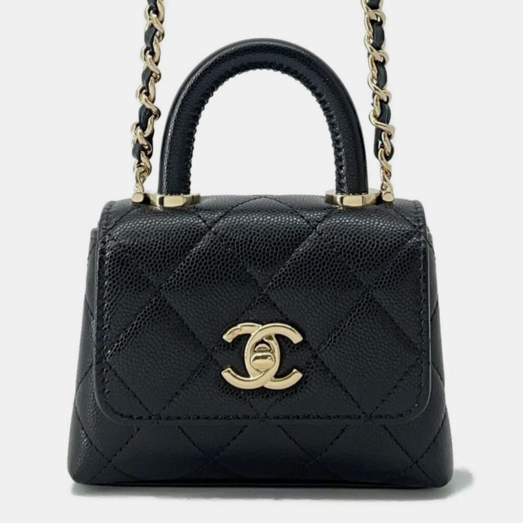 luxury-women-chanel-used-handbags-p1111153-006 Chanel Black Caviar Leather Coco Handle Bag