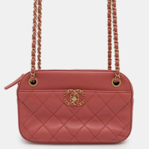 Chanel Pink Lambskin Leather Camera Shoulder Bag