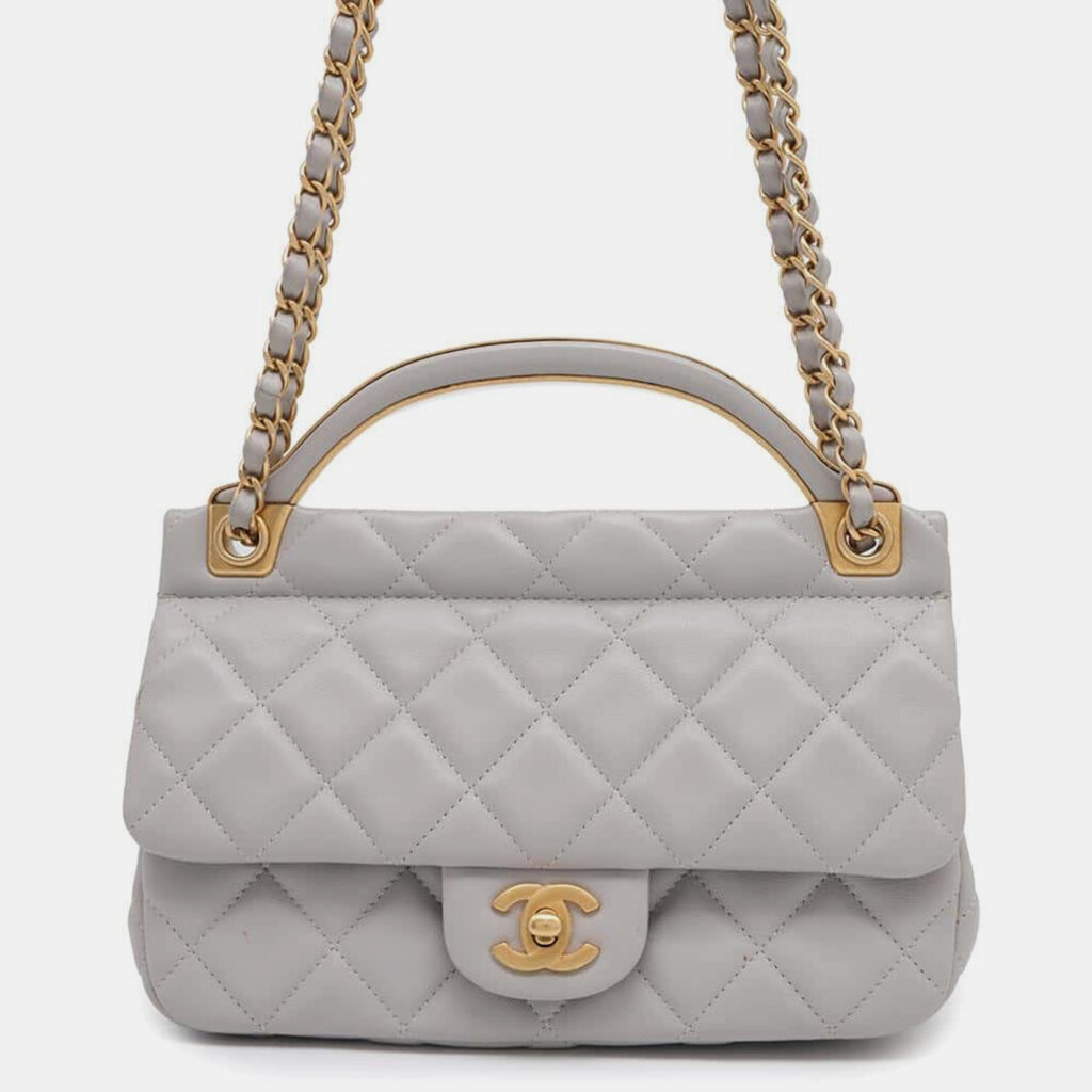luxury-women-chanel-used-handbags-p1111162-018 Chanel Matelasse Gray Lambskin Shoulder Bag