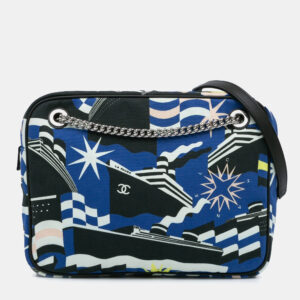 Chanel Black Blue Small Canvas La Pausa Camera Bag
