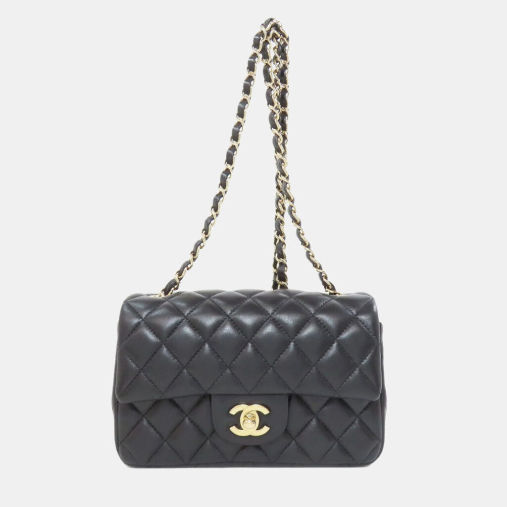 luxury-women-chanel-used-handbags-p1111461-003 Chanel Black Lambskin Leather Shoulder Bag