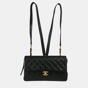 Chanel Black Lambskin Leather Backpack