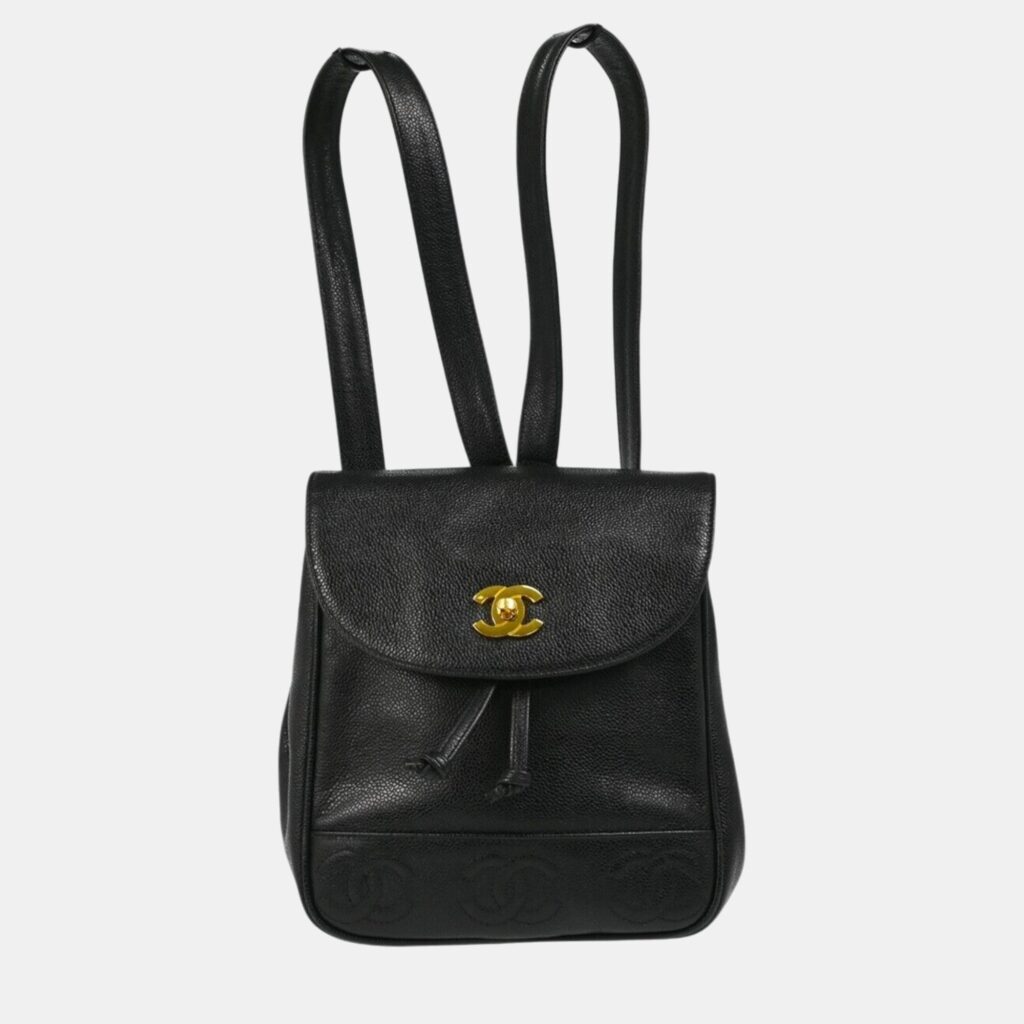 Chanel Black Calfskin Triple CC Backpack