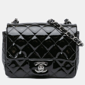 Chanel Black Patent Mini Square Classic Single Flap Shoulder Bag