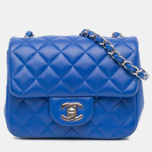 Chanel Blue Lambskin Mini Square Classic Single Flap Bag