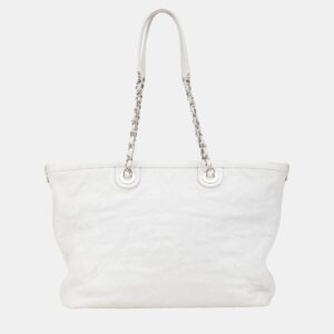 Chanel Grey Small Quilted Caviar Daily Shopping Tote Bag