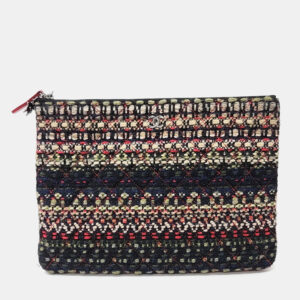 Chanel Multicolor Tweed Charm Decorated Medium Clutch Bag