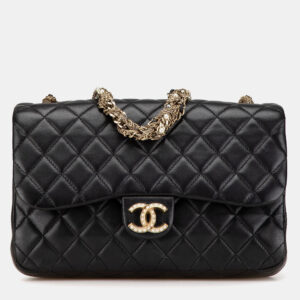 Chanel Black Lambskin Leather Medium Westminster Pearl Flap Shoulder Bag