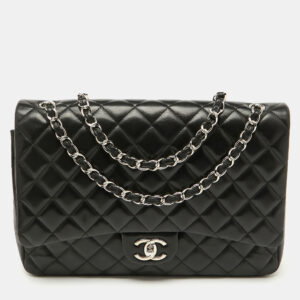 Chanel Black Quilted Leather Maxi Classic Double Flap Bag