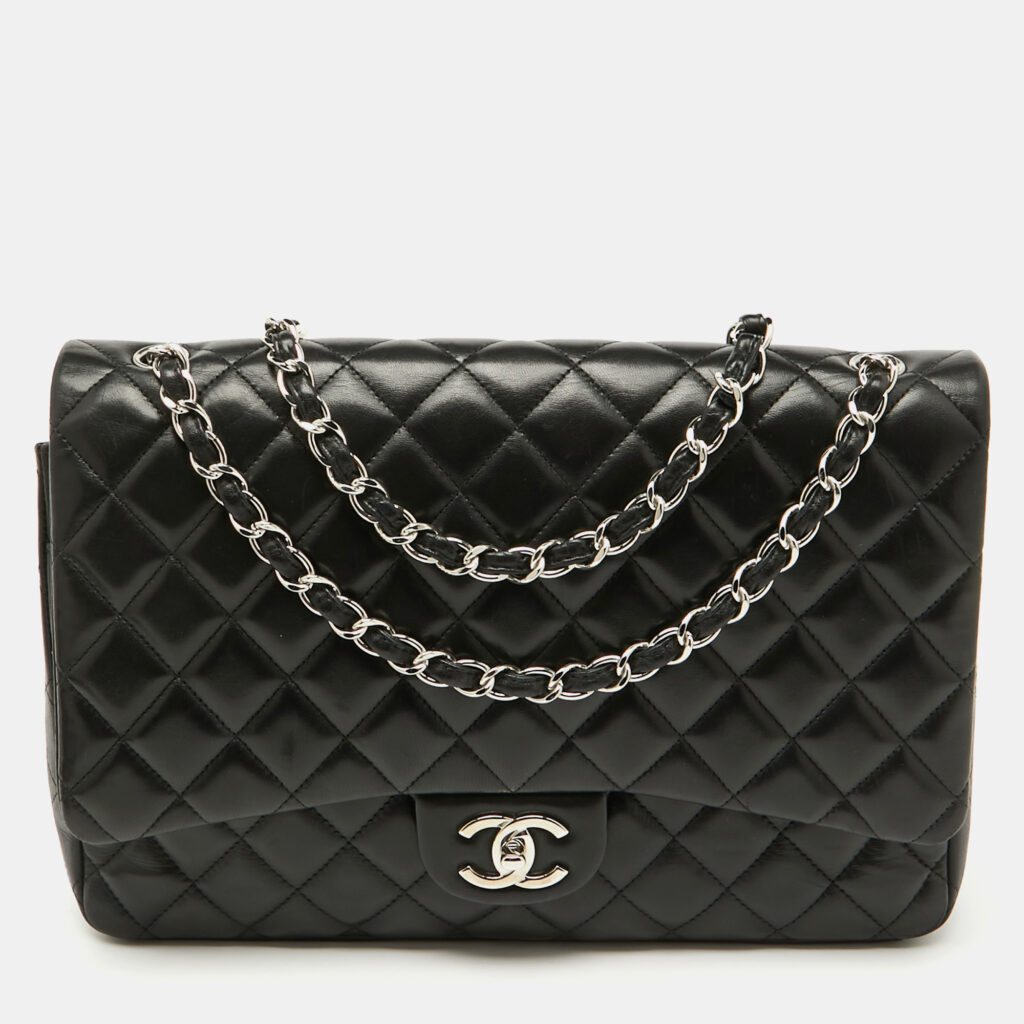 luxury-women-chanel-used-handbags-p1120882-013 Chanel Black Quilted Leather Maxi Classic Double Flap Bag