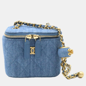 Chanel Denim Blue Matelasse Small Vanity Coco Ball Chain Shoulder Bag