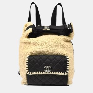 Chanel White Black Wool Nylon Backpack