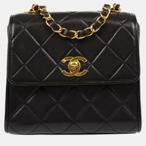 Chanel Black Lambskin Flap Shoulder Bag