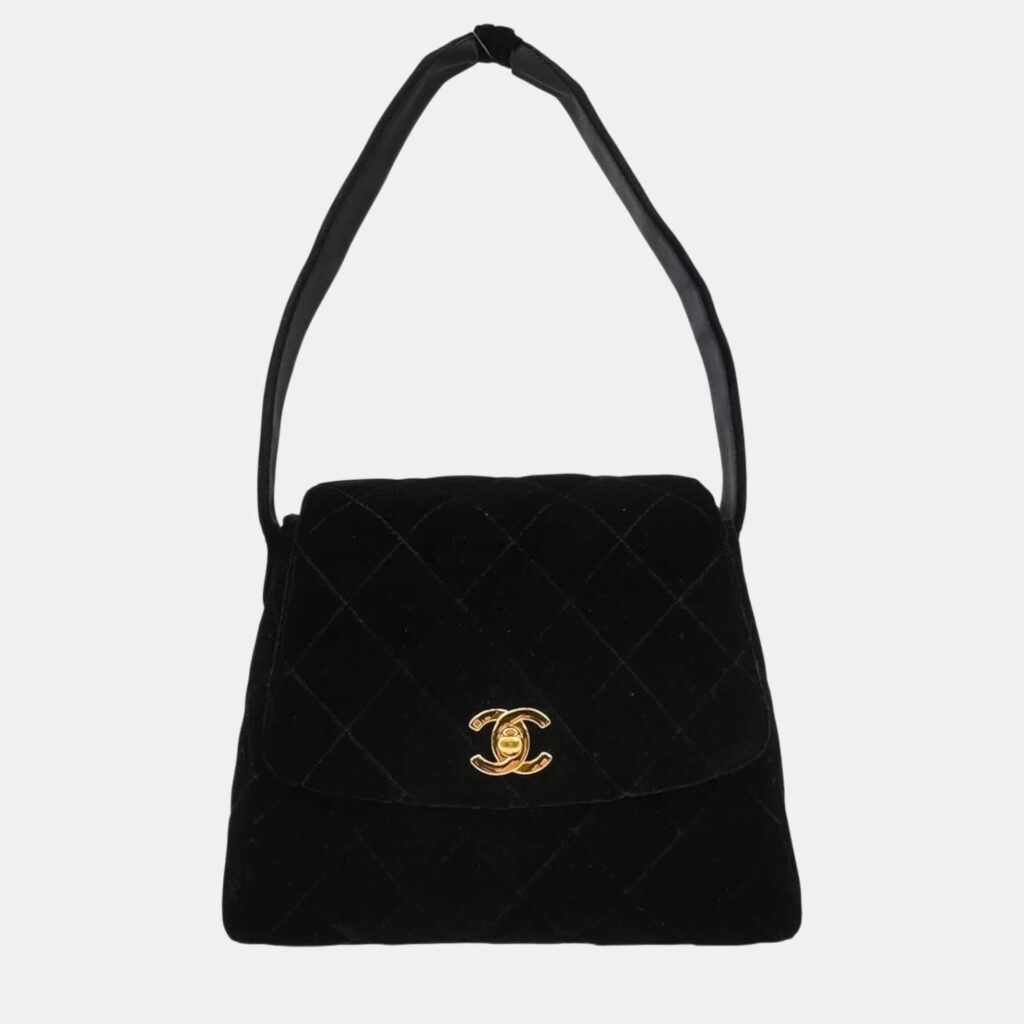 Chanel Black Velvet Shoulder Bag