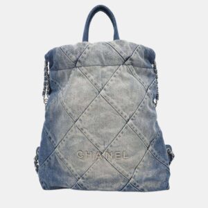 Chanel Blue Denim 22 Backpack