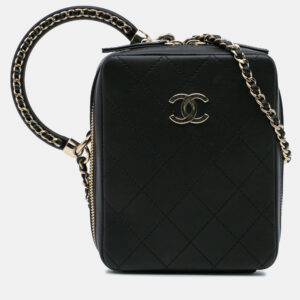 Chanel Black Stitched Calfskin Cup Of Tea Vanity Case Bag