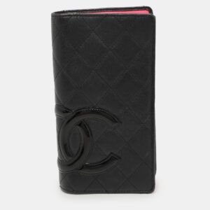 Chanel Black Quilted Leather Cambon Ligne Yen Long Wallet