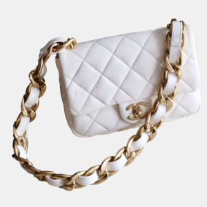 Chanel White Lambskin Candy Chain Flap Bag