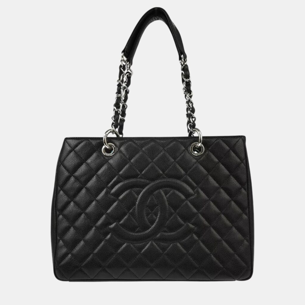 luxury-women-chanel-used-handbags-p1132660-001 Chanel Black Calfskin Grand Shopping Tote Bag
