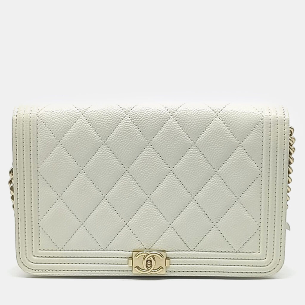 luxury-women-chanel-used-handbags-p1133392-002 Chanel Cream Leather Caviar Boy WOC Mini Crossbody Bag