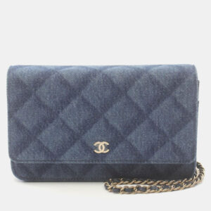 Chanel Navy Denim Wallet On Chain Bag