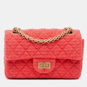 Chanel Red Tweed Quilted Reissue 2.55 224 Single Flap Bag